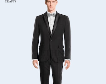 Black Men Tuxedo Suit | Custom Suit | Wedding Groom Tuxedo | Tailored Prom Suit | Men Formal Dinner Jacket | Made to Measure Suit