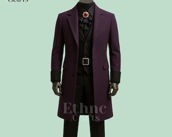 Steampunk Victorian Coat | Purple Long Tailcoat Men | Gothic Costume Jacket | Custom Made Historical Coat | Vampire Fashion Formal Outfit