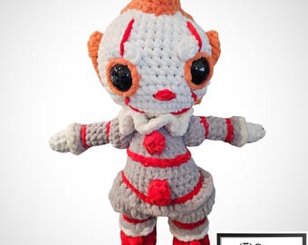 Red Balloon Clown Crochet Plushie