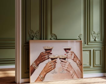 Stampa artistica da parete a tema Espresso Martini, poster orizzontale per cocktail da serata tra ragazze, decorazioni per addio al nubilato, decorazioni per la camera da letto, download digitale