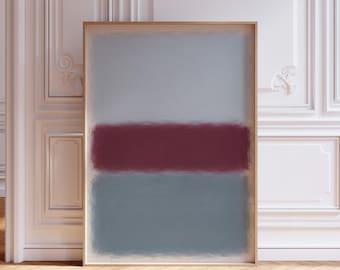 Stampa artistica da parete color bordeaux, dipinto astratto ispirato a Mark Rothko, grande opera d'arte da parete, download digitale.