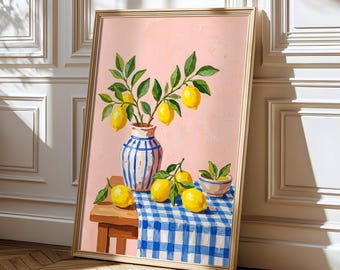 Stampa artistica da parete con limoni, arte con albero di limoni, decorazioni per cucina italiana, decorazioni per appartamento, decorazioni che stimolano la dopamina, download digitale