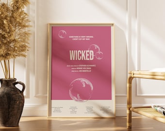 Wicked Musical Poster, Broadway Wall Art, Glinda Quote, Pink Bubble, Minimalist, Theatre Decor Gift