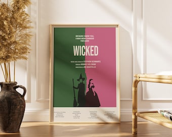 Wicked Musical Poster, Broadway Wall Art, Minimalist Theatre Decor, Glinda Elphaba Quote