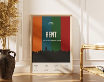 Rent musical poster, Broadway Wall Art, Minimalistic Theatre decor Gift