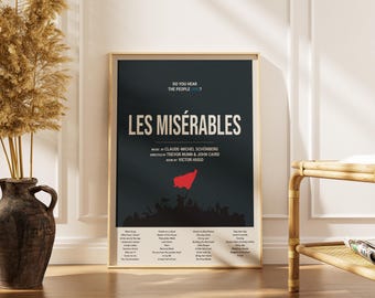Les Miserables Poster, Musical, Broadway Wall Art, Theatre, Minimalist Decor Gift