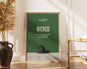 Wicked Musical Poster, Broadway Theatre Wall Art, Defying Gravity Quote, Minimalist Decor Gift