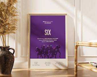 Six Musical, Theatre Poster, Broadway Wall Art, Minimalist Decor Gift