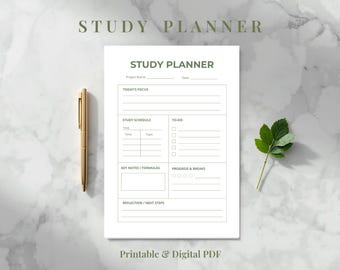 Behalte deine Aufgaben im Griff - Minimalistischer Studienplaner, Aufgaben Tracker PDF (A4 A5 US Letter)