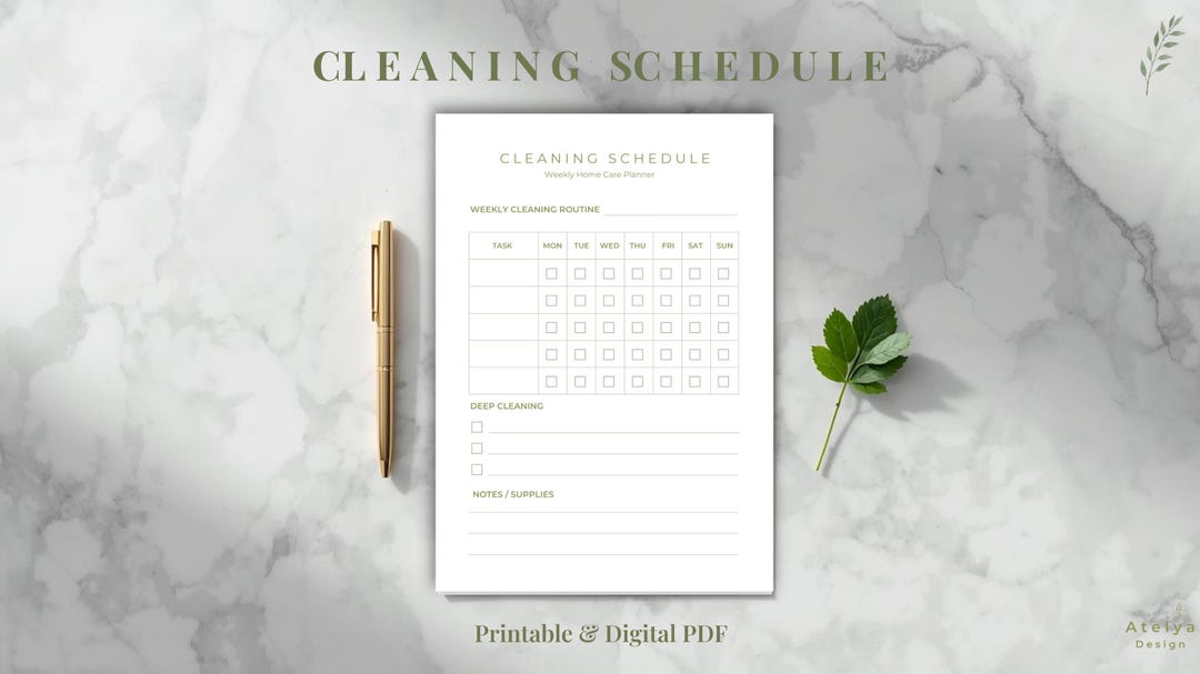 Weekly Cleaning Schedule Printable | Minimal Home Planner PDF A4 A5 US ...