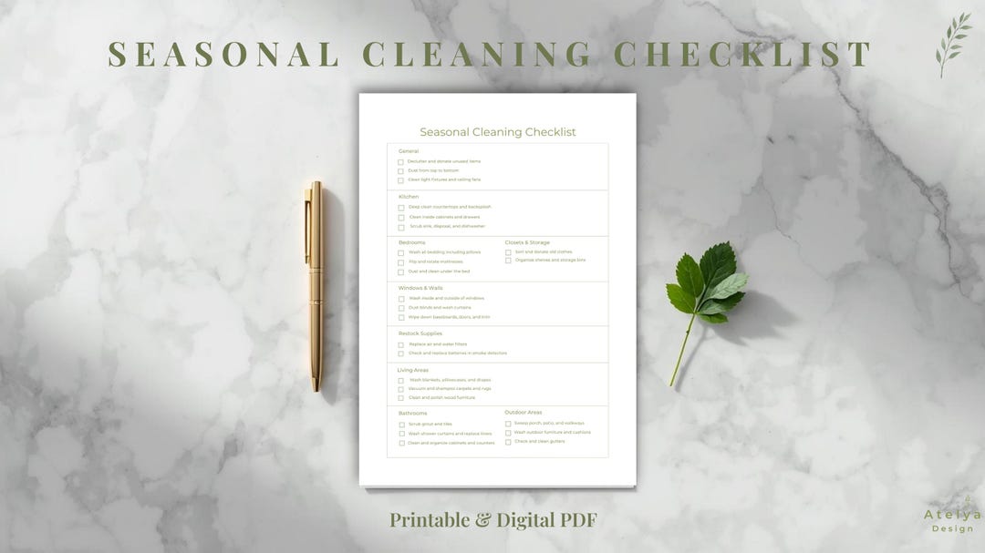 Seasonal Cleaning Checklist Printable | Home Reset Planner | Minimal ...