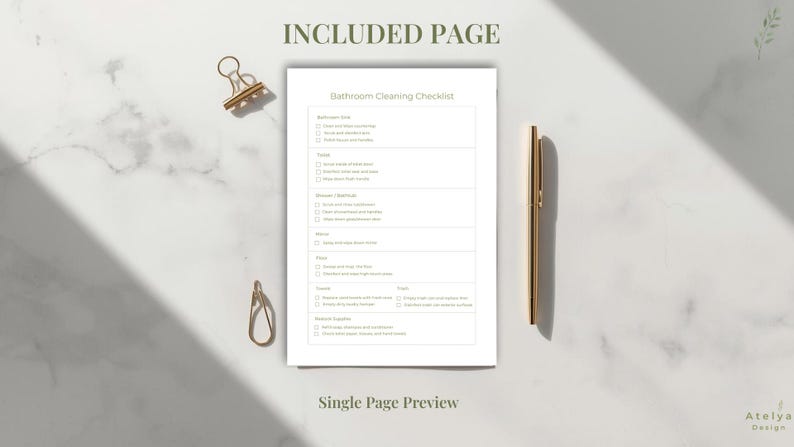 Bathroom Cleaning Checklist Printable PDF – Deep Clean Bathroom List ...