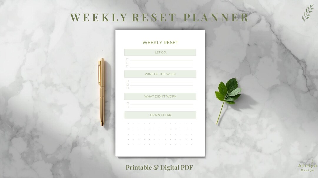 Weekly Reset Planner | Printable & Digital PDF | A4 A5 US Letter - Etsy