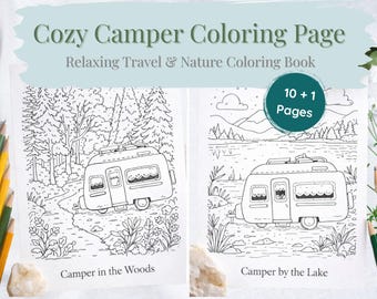 Camper Van Coloring Pages – Cozy Travel & Nature Printable Coloring Book for Adults