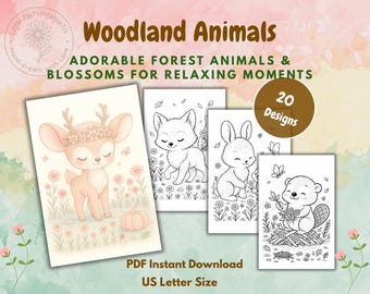 Woodland Animal Coloring Pages | Kawaii Forest Creatures (PDF)