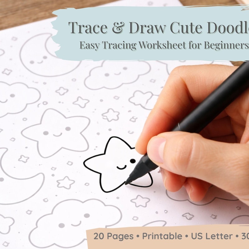 Tracing Doodle Printable - Etsy UK