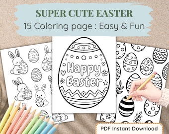 Easter Doodle Coloring Pages | Bunny, Chick, Egg Patterns (PDF Download)