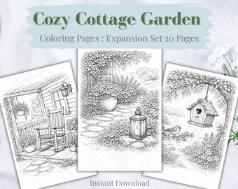Cozy Cottage Garden Coloring Pages – 20 Printable Nature Scenes (PDF Download)