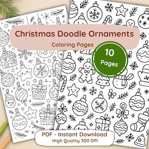Christmas Ornaments Coloring Pages | 10 Doodle Designs (Digital Download)