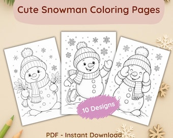 Disegni da colorare di pupazzi di neve per bambini - Attività per le vacanze invernali (Download PDF)