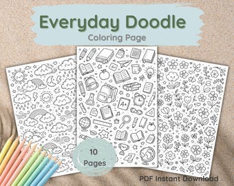 Everyday Doodle Coloring Pages | Fun & Easy Printable Coloring Book for Kids and Adults