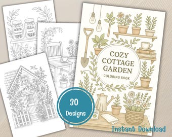 Cottage Garden Coloring Book | 30 Hand-Drawn Relaxing Designs (PDF Download)
