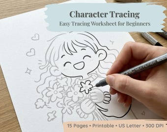 Character Tracing Workbook for Kids | Kawaii Doodle Drawing Practice (Printable PDF)