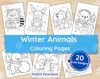Winter Animals Coloring Pages | Cozy Woodland Kids Activity (Digital Download)