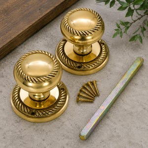 Classic Georgian Brass Door Knobs 53mm Mortice Pair Period Door Furniture