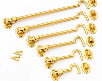 Brass Cabin Hook and Eye Shed Door Holder Gate Latch Holds Doors Open