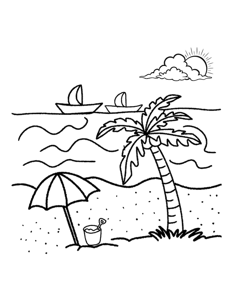 Beach Coloring Book Printable | Summer Coloring Pages for Kids ...