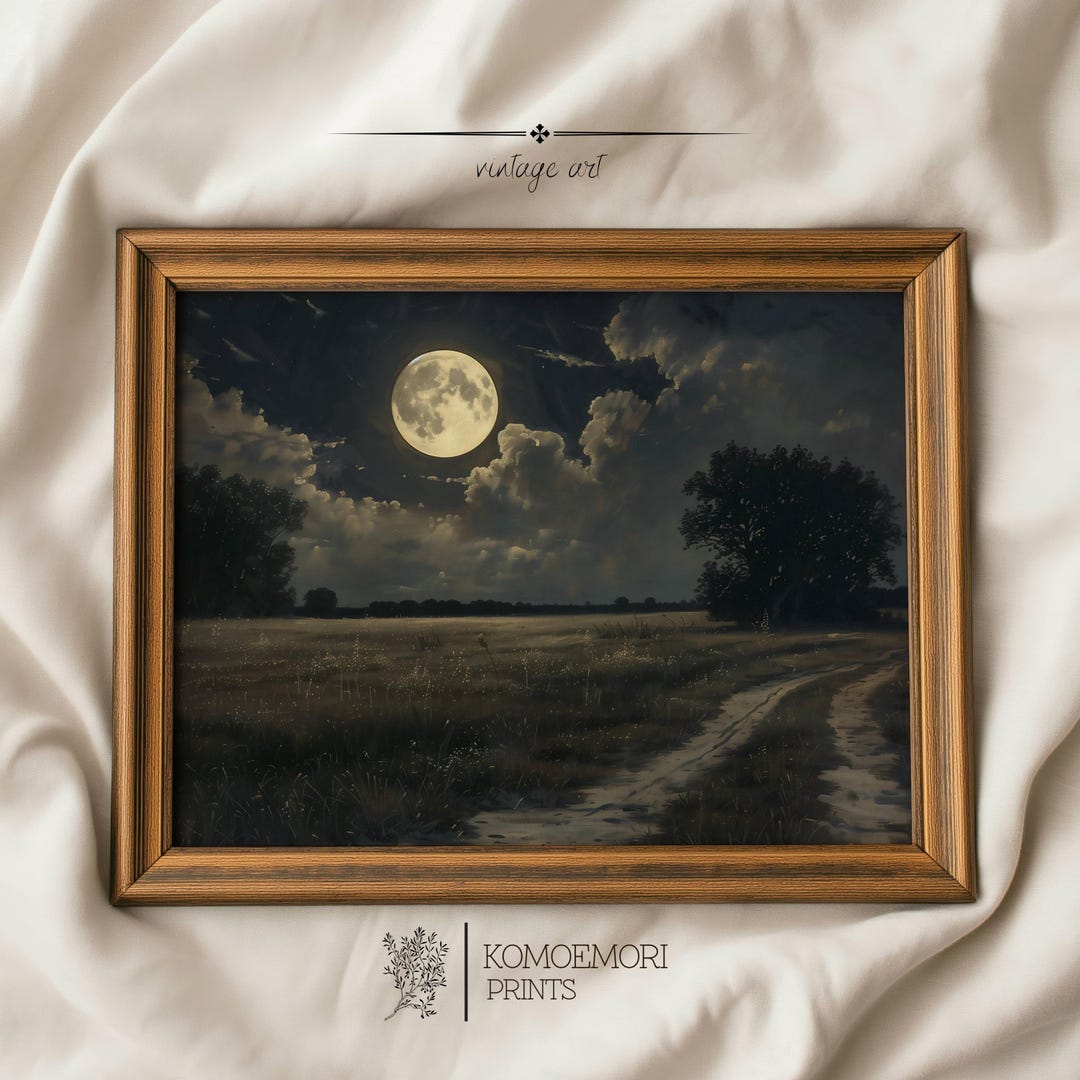 Printable Wall Art Full Moon Night Sky | Vintage Digital Download | Old ...