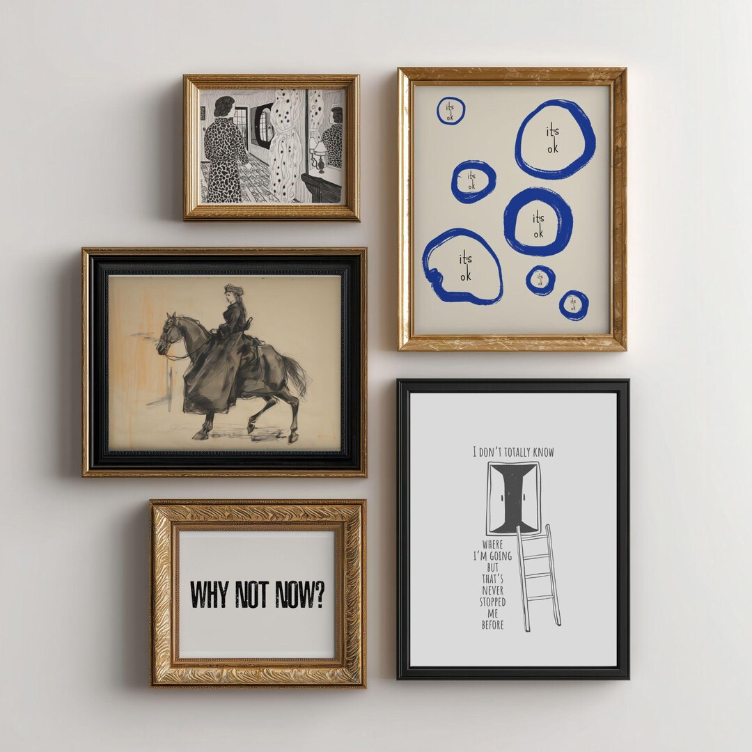 Vintage Wall Art Print Set - Digital Printable Eclectic and Neutral ...