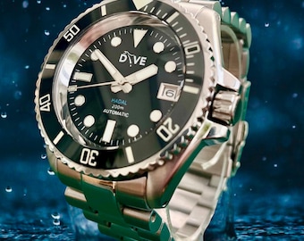 Handgebaute Taucheruhr HADAL an einem Präsident Armband - 200 m Automatik