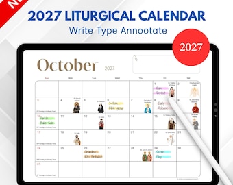 Kalendarz liturgiczny 2027 (NOWY) | Święta i uroczystości katolickie | Format A4 i Letter | Wersja PDF do druku