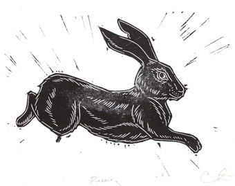 Rabbit Linocut