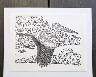 White Pelican Linocut
