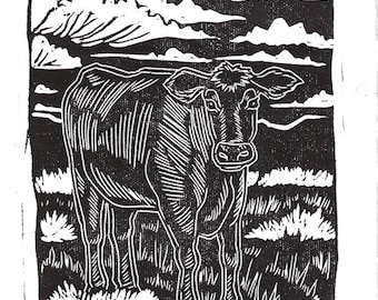 Cow Linocut