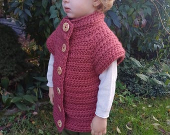 Crochet Child Chunky Vest Pattern - toddler and child cardigan vest - Beginner friendly