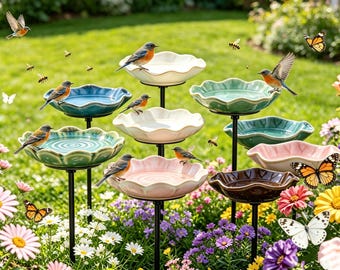 Regalo personalizado para jardineros, bebedero de cerámica para abejas, estaca de jardín exterior grabada a medida, regalo para amantes de la naturaleza, decoración para el patio trasero.