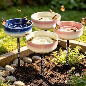 Personalized Garden Bird Bath Gift, Custom Ceramic Wildlife Water Station, Housewarming Gift, New Home Backyard Decor, Garden Lover Present