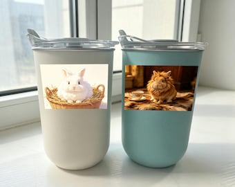 Cesta de Páscoa para Namorados | Copo térmico personalizado com coelhinho e nome | Caneca com estampa de primavera, presente perfeito para a Páscoa para melhores amigos