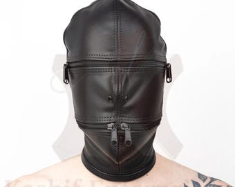 Handgefertigte Leder Cyclone Zippered Hood Maske nach Maß