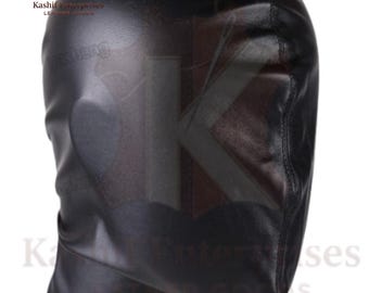 Sensorische Haube aus schwarzem Leder - Vollständige Maske