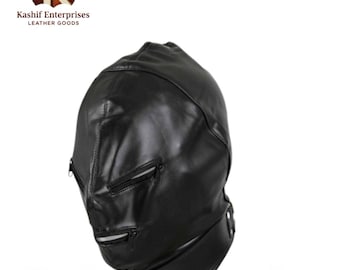 Heavy-Duty Leather Hood with Zipper Openings — Made to Measure