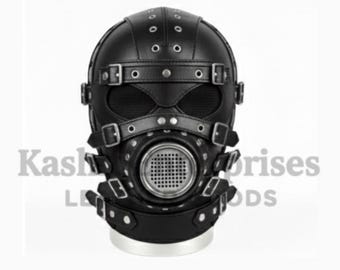 Handmade Black Leather Hood with Breathing Mask | Fetish Mask custom make to measure