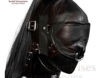 handmade Padded Leather Ponytail Mask with Buckle Restraint
