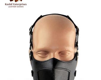 Echtleder Vollgesichtsmaske | Handgefertigt Atmungsaktive Haube