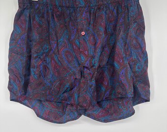Dark Academia Vintage 100% Silk Paisley Boxer Shorts London Medium Retro Luxury