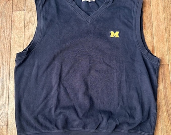 Cutter & Buck Michigan Wolverines Sweater Vest Mens XL Supima Cotton Navy Y2K